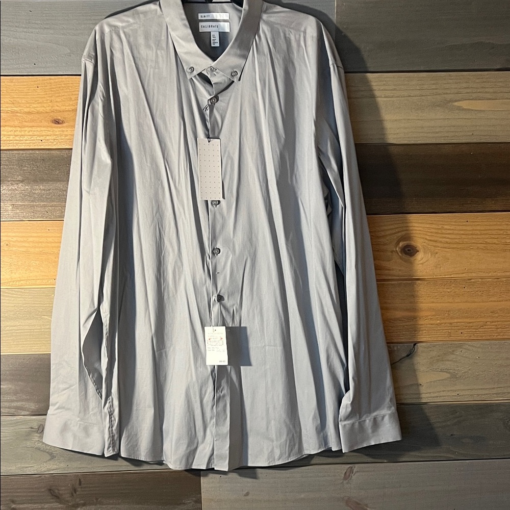 C2 by Calibrate Men's Gray Dress Shirt